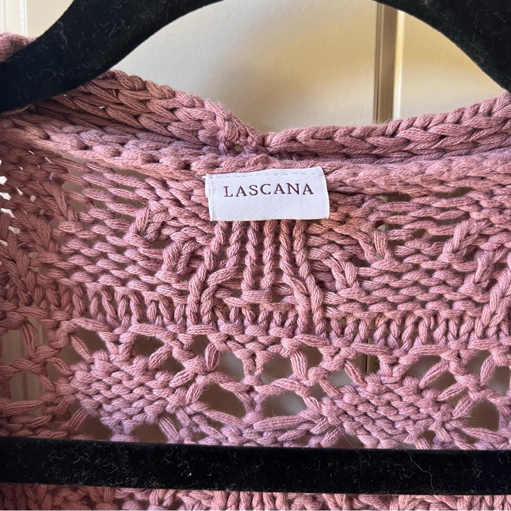 NWOT Lascana Pearl Button Crochet Cardigan Sweater in Mauve size 8-10 - Picture 10 of 16